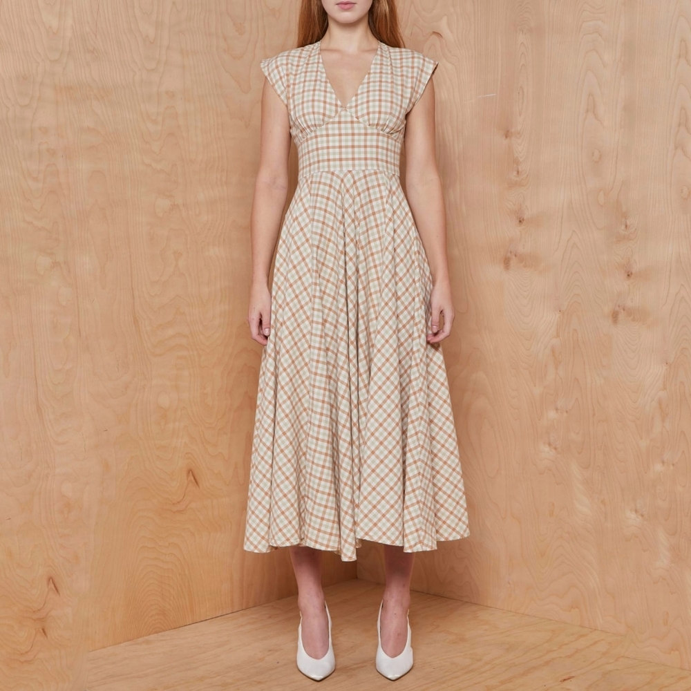 SELVA \ NEGRA Checkered Midi Dress | Size 2